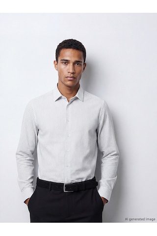Lcw Busıness Yeşil Slim Fit Çizgili Gabardin Erkek Gömlek