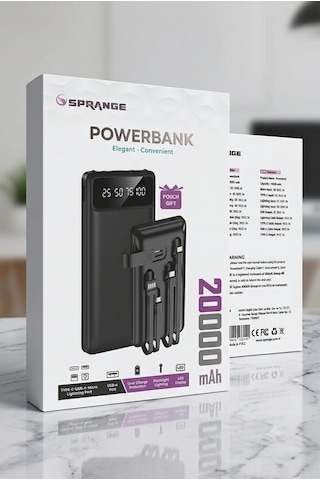 Sprange 20000 Mah Kendinden 4 Kablolu Dijital Göstergeli Led Fenerli Powerbank Taşıma Kılıfı 20.000 Mah Sprange 20000 Mah Kendinden 4 Kablolu Dijital Göstergeli Led Fenerli Powerbank Taşıma Kılıfı 20.000 Mah