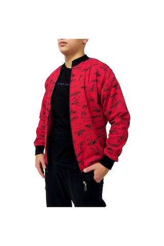 Erkek Sweatshirt Kırmızı Yazılı Desen Kırmızı-yazılı