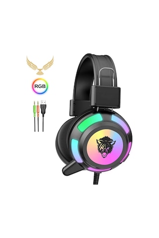 Rainwork Rgb Profesyonel Gaming Mikrofonlu Gamer Oyuncu Kulaklığı Pc Ps Xbox Işıklı Rengarenk Ct4101