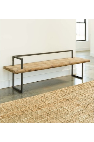 Abronyahediye Bank Bahçe Antre Hol Doğal Ahşaplı Metal Ayaklı Bank