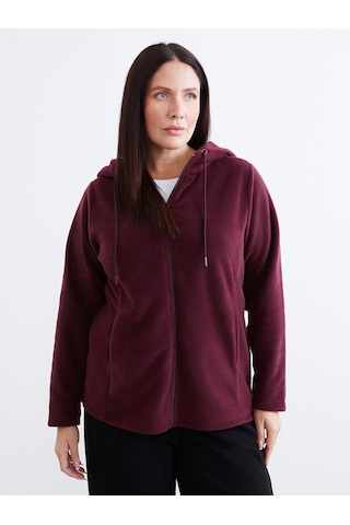 Lcw Everyday Mürdüm Kapüşonlu Polar Kadın Fermuarlı Sweatshirt