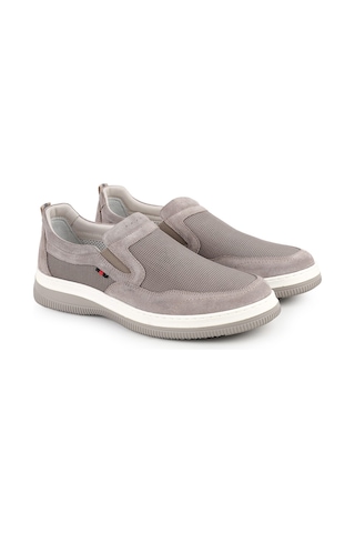Libero H1096 Hakiki Süet Fileli Nefes Alan Ultra Hafif Eva Taban Erkek Slip-on Günlük Ayakkabı Vizon