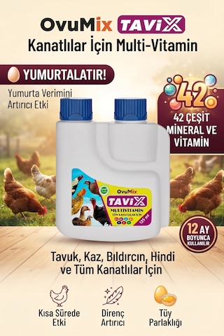 Ovumix Kanatlılar İçin Multi -vitamin Ve Tavuk Vitamini , Tavuk , Kaz , Bıldırcın ,hindi , Kek.lik125 Ml Yumurtlatır