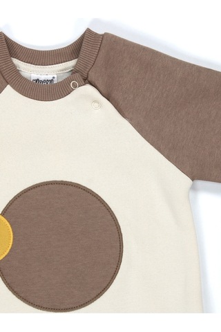 Kahve Reglan Kol 3 İplik Patiksiz Bebek Tulum Kahverengi