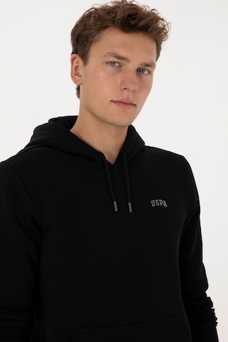 U.S. Polo Assn. Erkek Regular Fit Kapüşonlu Şardonlu Siyah Basic Sweatshirt 50315582-VR046