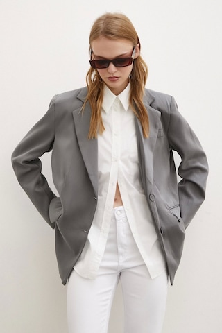 Never More Cep Kapaklı Kesik Detaylı Blazer Ceket Gri Gri