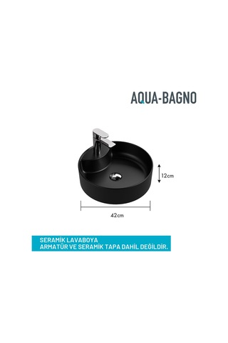 "bianzo" Tezgah Üstü Lavabo, Batarya Delikli, 42 Cm Mat Siyah