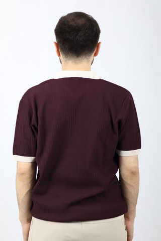 Ventov Polo V Yaka Fitilli Erkek Triko Vtr2602 Bordo