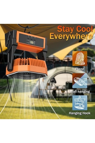 Motion003 Turuncu Taşınabilir Fan Pil İle Çalışır Açık Hava Ve Ev İş Yeri Kullanımı Uzaktan Kumandalı