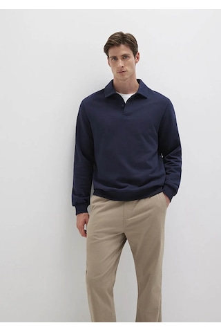 Mavi Yarım Düğmeli Polo Yaka Lacivert Erkek Sweatshirt M0s10420-82318 Lacivert