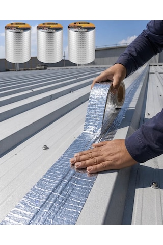 3'lü Set Güçlü Yapışkanlı Sızdırmazlık Tamir Bandı 72 Mm X 2 M Çatı Balkon Pvc Boru Oluk Metal İçin Mh-hs3337-0580