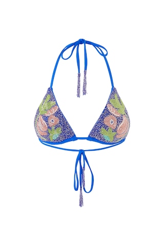 Oceanus El Yapımı Boncuklu Bikini Üstü Mavi