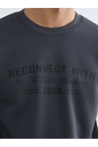 Lcwaıkıkı Classic Antrasit Bisiklet Yaka Erkek Kalın Sweatshirt