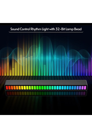 Yifomall Rgb Sesli Kontrol Ritim Lambası, 18 Renk Modu, 4 Parlaklık-5 Hız Ayarı, Akıllı Gürültü Engelleme, 32 Led, Type-c Usb, Siyah, 3'lü Paket