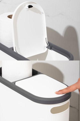 Porsima M-325 Çöp Kutusu Banyo Mutfak Çöp Kovası Kapaklı Banyo Çöp Kovası 10lt Beyaz
