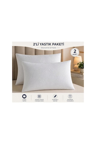 Sıvı Geçirmez Yastık Alezi 2'li Paket Fermuarlı Yastık Koruyucu 50x70 Beyaz