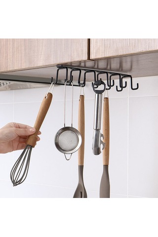 Mutfak Süzgeci, 12 Siyah Kanca - 6 Saklama Kancası, Mutfak Aksesuarları, Depolama, Gardırop, Bahçe Diğer