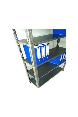 Raf Burada  5 Katlı 3'lü Galvaniz Çelik Raf - Depo, Arşiv, Kiler, Dosya, Market Rafı-31x75x200 cm- 0.70 mm