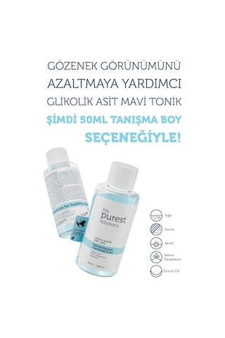 The Purest Solutions Gözenek Sıkılaştırıcı Glikolik Asit Tonik Cilt Bakım Seti: 200 ml Mavi Tonik + 50 ml Tanışma Boy