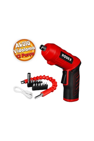 Rodex RDX3085 Akülü Vidalama Şarjlı Tornavida Vidalama Ucu 12 Parça
