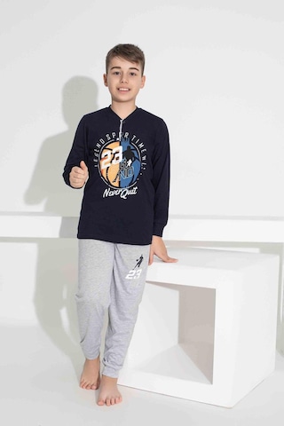 Tarık Erkek Çocuk Basketbol Desenli Uzun Kollu Pijama Takımı-964 Lacivert