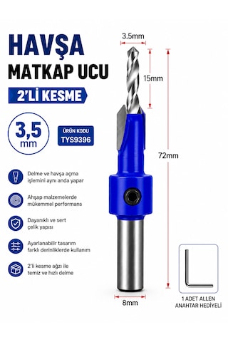 Havşa Matkap Ucu 2'li Kesme 3,5 Mm Ürün Kodu :tys9396