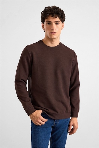Süvari Koyu Kahve Regular Melanjlı Baskısız Waffle Bisiklet Yaka Cepsiz Düz Sweatshirt Sw2013700027-kh9 Koyu Kahverengi