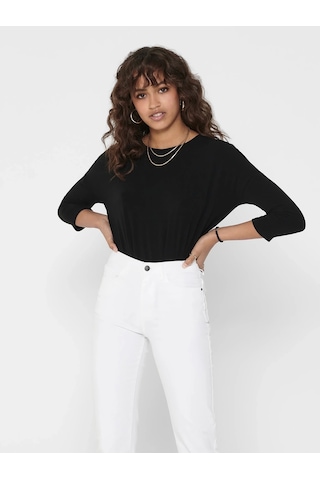 Only 15157920 Genis Yaka Dirsek Kol Kadın Body - Siyah Siyah