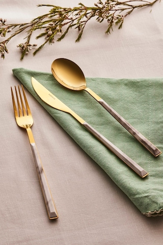 Karaca  Arete Gold 6 Kişilik 18 Parça Çatal Kaşık Bıçak Takımı