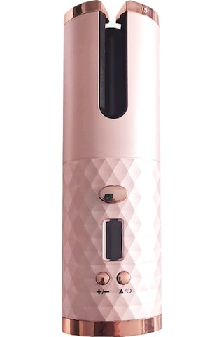 Sones Usb Şarjlı Otomatik Saç Kıvırıcı Taşınabilir Mini Kablosuz Çok Fonksiyonlu Lcd Ekranlı Kıvırma Makinesi Pembe