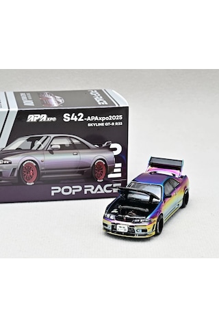 Pop Race 1/64 Nissan Skyline Gt-r R33 Iridescent Chrome S42-apaxpo2025