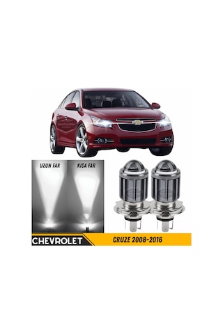 Chevrolet Cruze 2008-2016 Uyumlu Mercekli Far Ampulü Led Xenon Beyaz Renk Far Şimşek Etkili Csp Led Lamba Uzun Kısa 2 Adet Takım