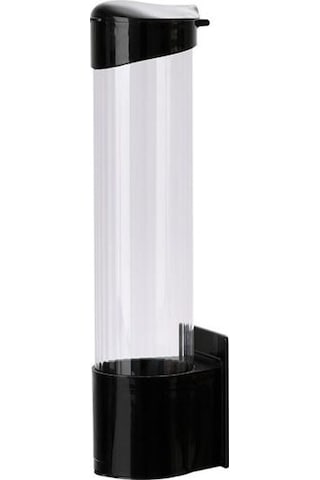 Siyah Kağıt Bardak Dağıtıcı Duvara Montaj Çekme Tipi Toz Geçirmez Kapak Tek Kullanımlık Plastik Su Bardağı Depolama Tutucu