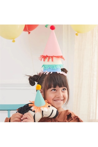 Meri Meri - Large Party Hats - Pon Ponlu Parti Şapkaları L Çok Renkli