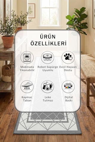 Aren Gri Yıkanabilir Yolluk