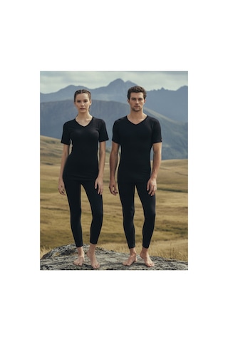 Blackspade Unisex Termal Tişört V Yaka, Isı Tutucu Kışlık İç Giyim 1263 Siyah