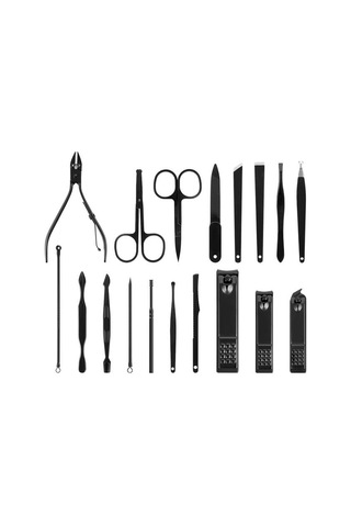Siyah Paslanmaz Çelik 18in1 Profesyonel Manikür Tırnak Bakım Seti Diğer