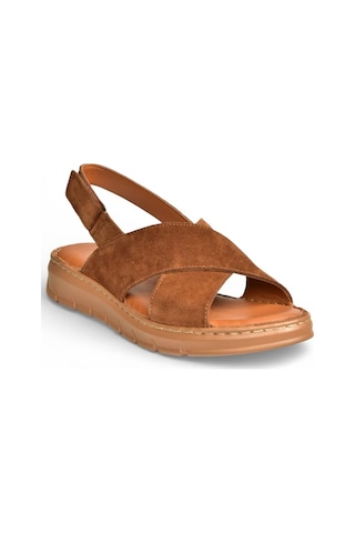 Fox Shoes Y555531102 Taba Hakiki Deri Süet Kadın Sandalet Taba