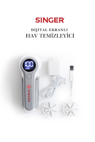 Dijital Ekranlı Hav Ve Tiftik Temizleyici - Ergonomik Saplı Tüy Toplama Makinesi Beyaz