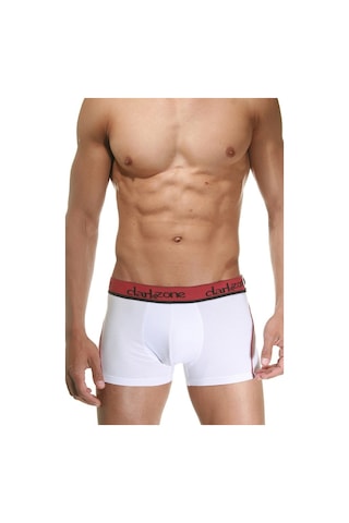 Darkzone Bordo Çizgili Beyaz Erkek Boxer - Dzn3102 Beyaz