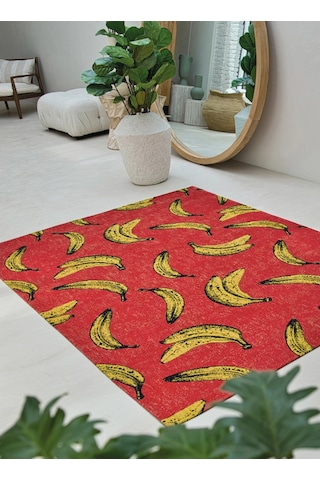 Pop Banana Halı Kaymaz Taban Pet Malzeme Pop Art Tasarım Zemin Uyumlu 240x340