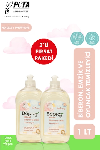 Baproy %100 Doğal Bebekler Için Bitkisel Biberon Emzik Temizleyicisi 500 Ml 2 Adet Toplam 1000ml