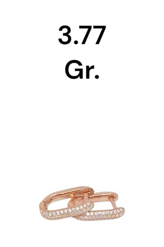 Taşlı Rose Kaplama 925 Ayar Gümüş Halka Küpe Gümüş