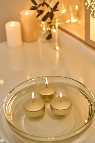 Lüks Yüzen Mum 24'lü Gold Altın Varaklı Kokusuz