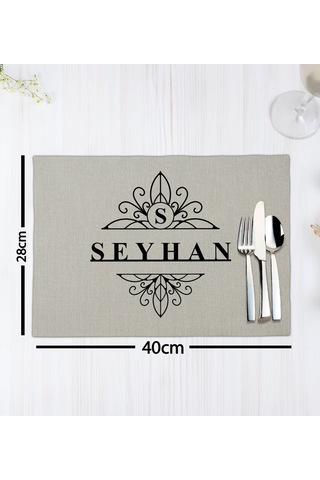 Bk Gift Kişiye Özel İsimli 2 Li Keten Amerikan Servis Seti-4, Ev Hediyesi,baskılı Servis Bezi, Mutfak Dekoru Bitmeyencom33195 Bk Gift
