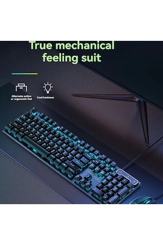 Techbloom Yeni Gx30z Kablolu Klavye Mekanik Hissi Kablolu Rainbow Ice Blue Işıklı Black Wired Classic Ice Blue Light Single Keyboard Diğer