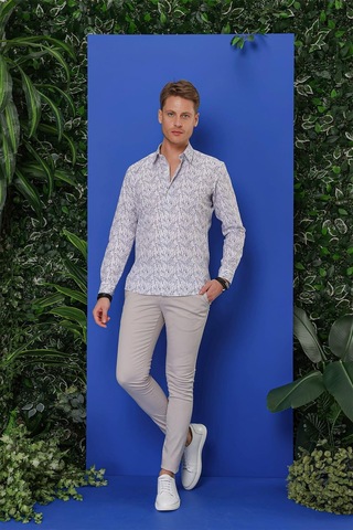 Efor G 1540 Slim Fit Beyaz Klasik Gömlek Beyaz