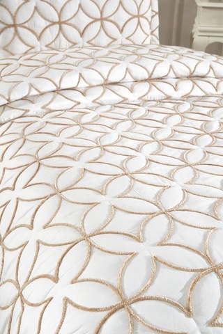 Parolin Tek Kişilik Kapitoneli Yatak Örtüsü Krem Gold Krem - Gold