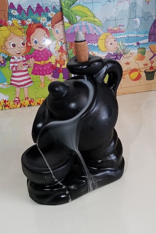 Dekoratif Çaydanlık Tasarımlı Geri Akış Şelale Tütsülük Siyah